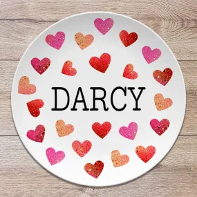 Valentine Hearts Personalized Plate