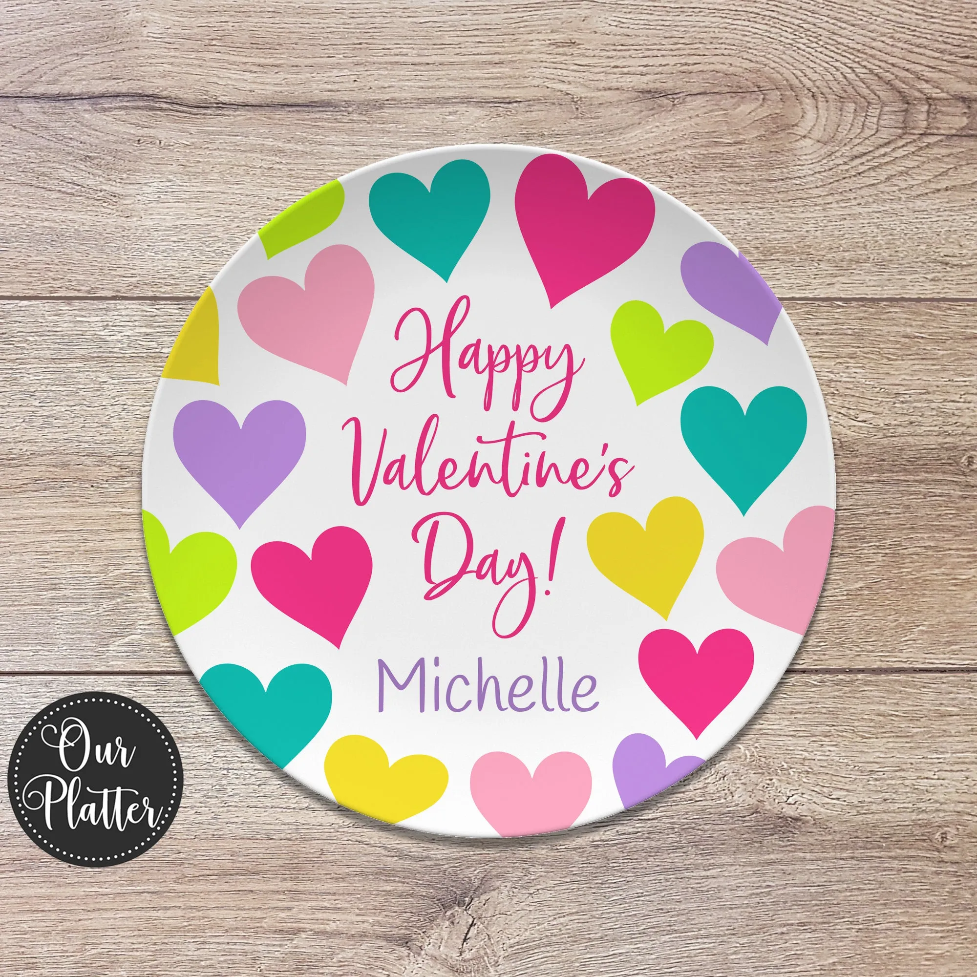 Valentine's Day Hearts Personalized Plates