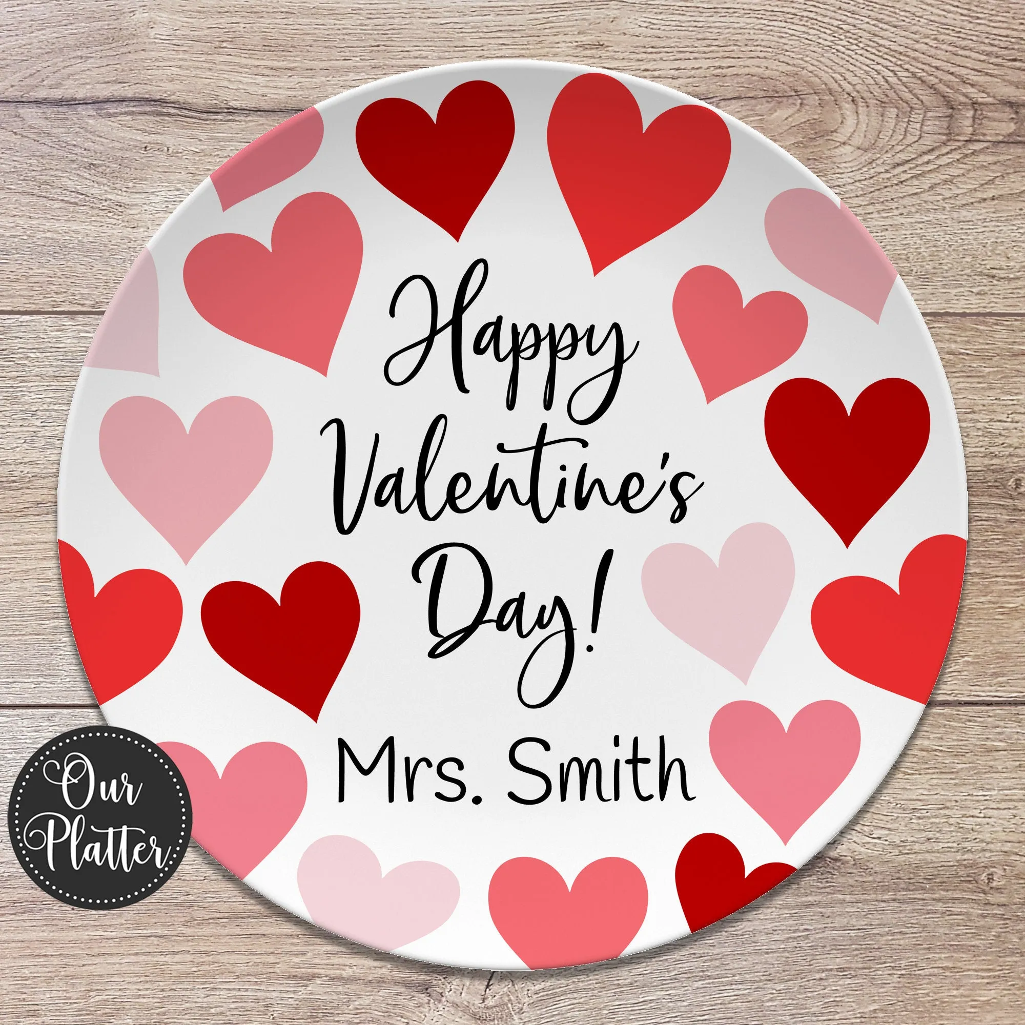 Valentine's Day Hearts Personalized Plates