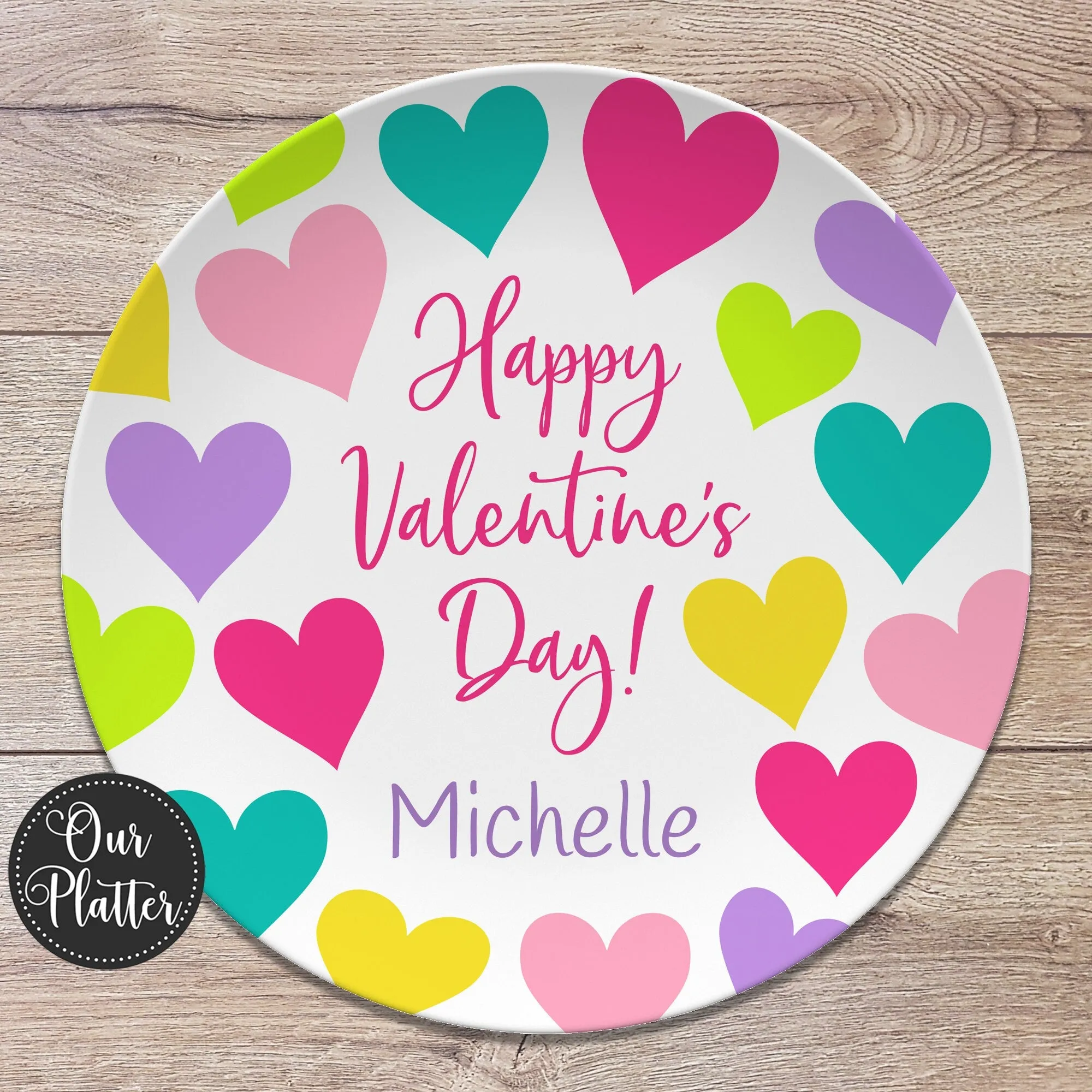 Valentine's Day Hearts Personalized Plates