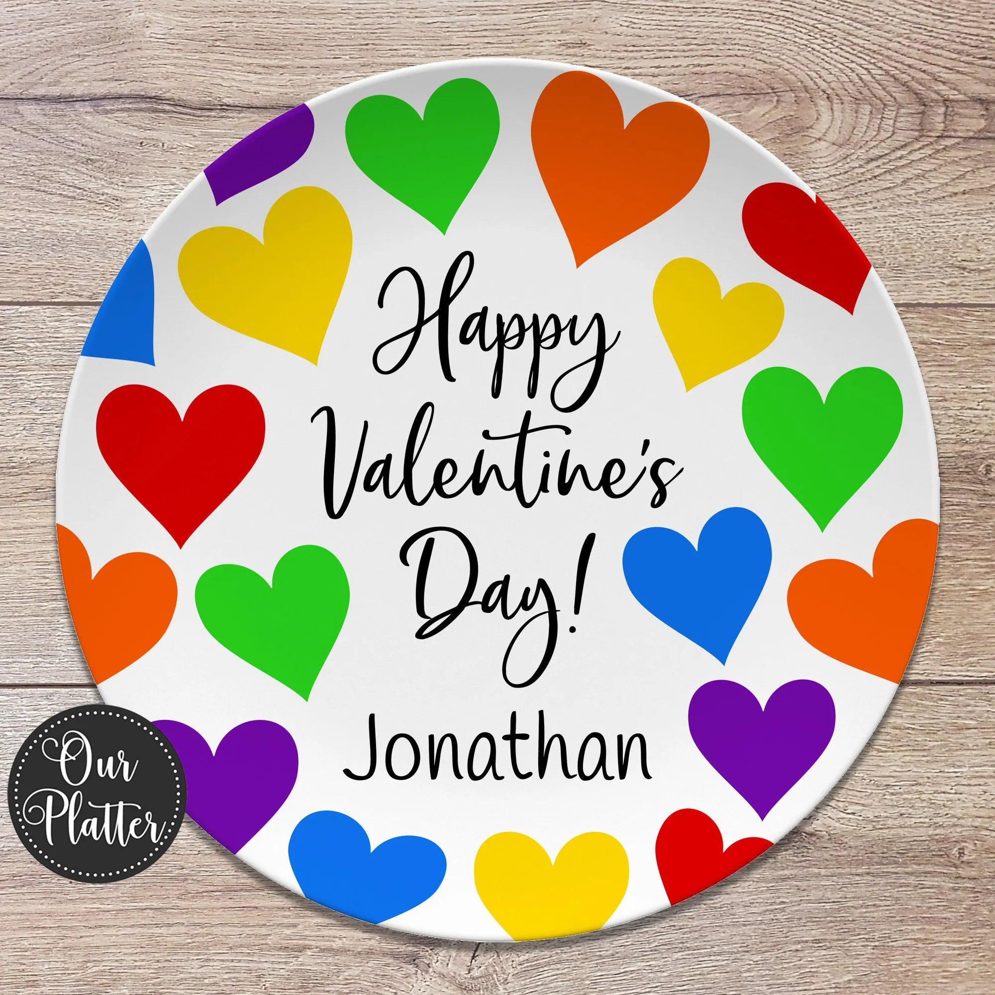 Valentine's Day Hearts Personalized Plates