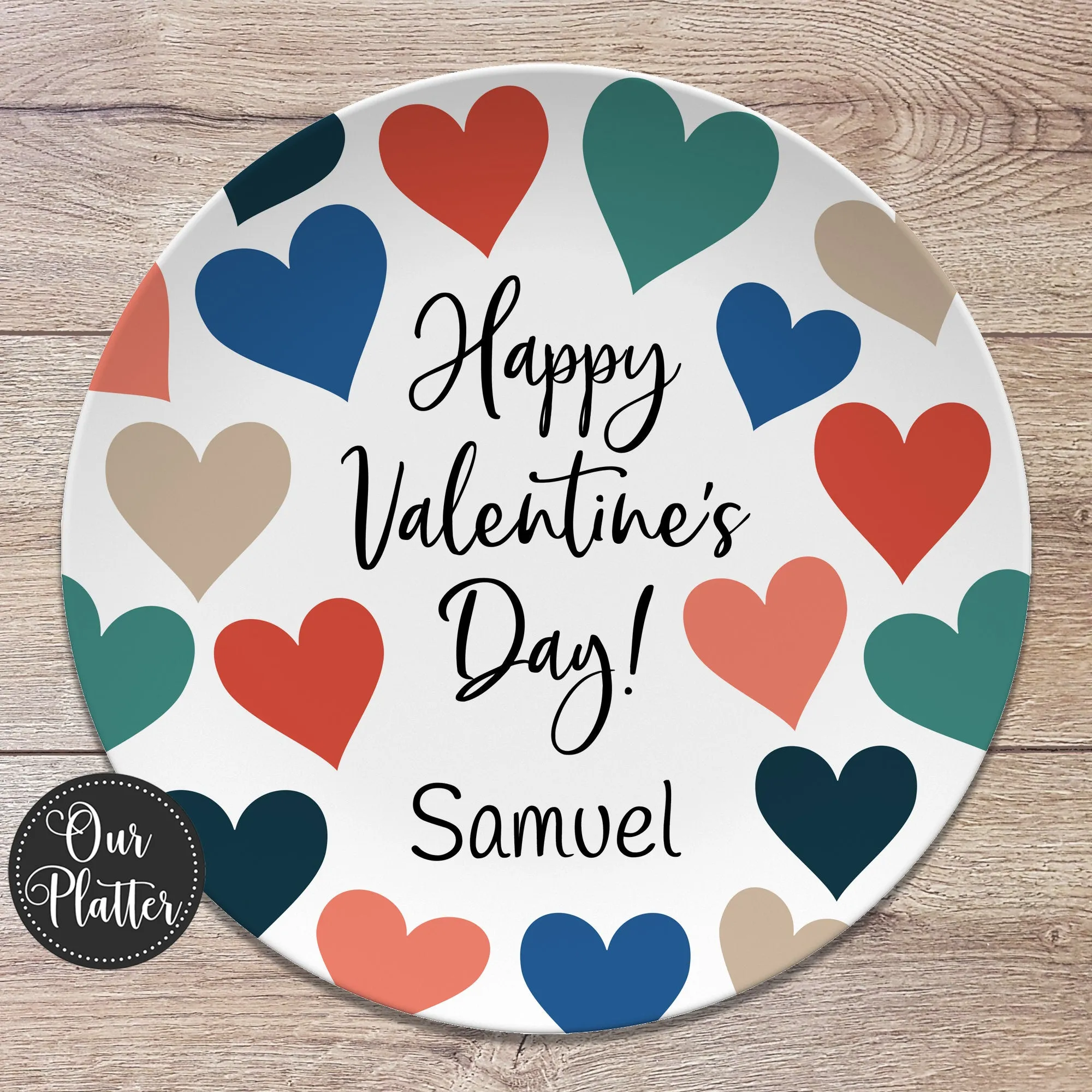 Valentine's Day Hearts Personalized Plates