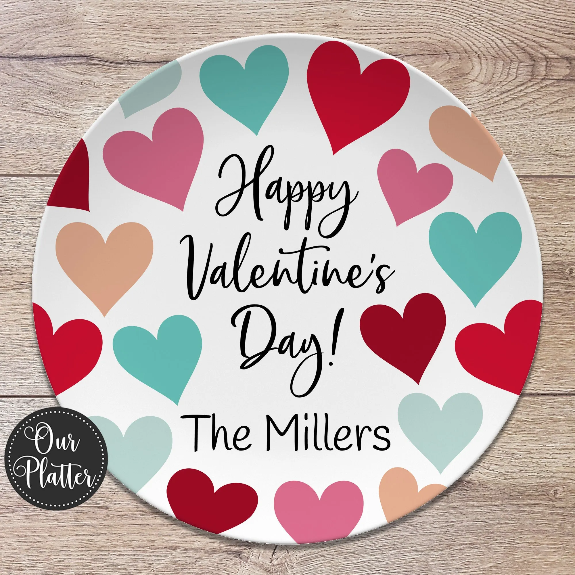 Valentine's Day Hearts Personalized Plates