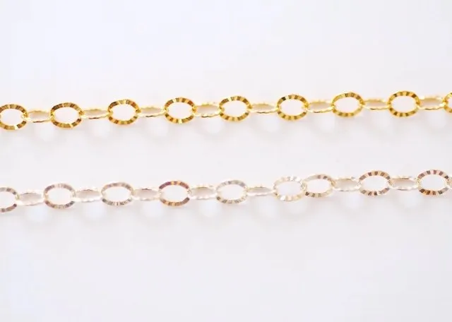 Wholesale Gold Filled Starburst Diamond Cut Chain l 3mm or 4mm Diamond Cut Sunburst Gold Filled Sterling Silver Chain Permanent Jewelry