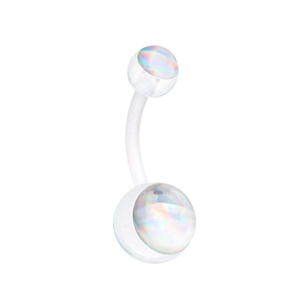 WildKlass Jewelry Hologram Bio Flexible Shaft Acrylic Ball Belly Button Ring