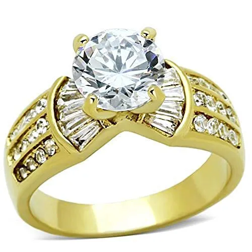 WildKlass Stainless Steel Pave Ring IP Gold Women AAA Grade CZ Clear