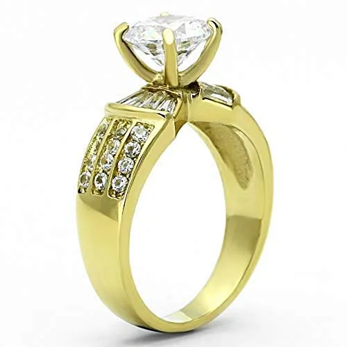 WildKlass Stainless Steel Pave Ring IP Gold Women AAA Grade CZ Clear