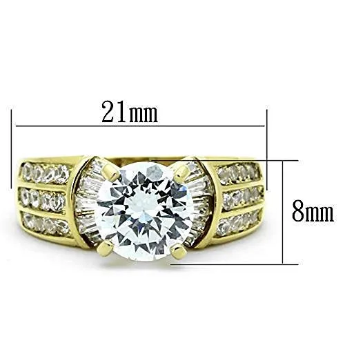 WildKlass Stainless Steel Pave Ring IP Gold Women AAA Grade CZ Clear