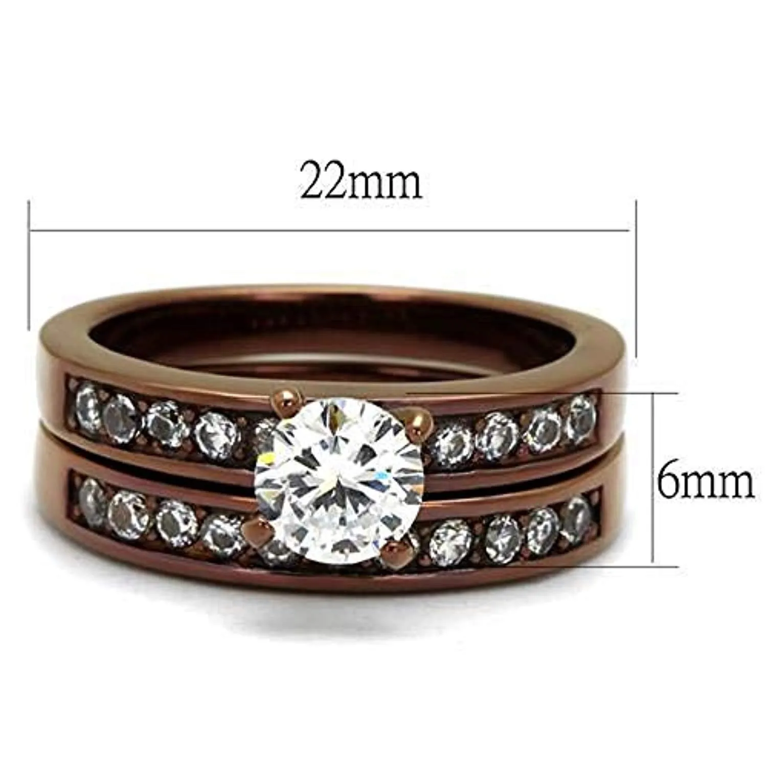 WildKlass Stainless Steel Ring IP Coffee Light Women AAA Grade CZ Clear