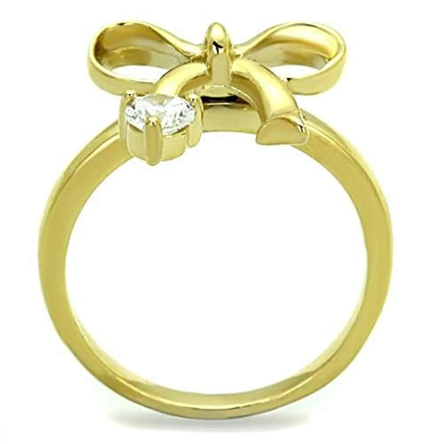 WildKlass Stainless Steel Ring IP Gold Women AAA Grade CZ Clear