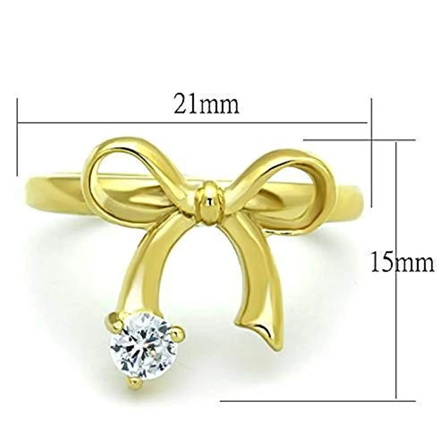 WildKlass Stainless Steel Ring IP Gold Women AAA Grade CZ Clear