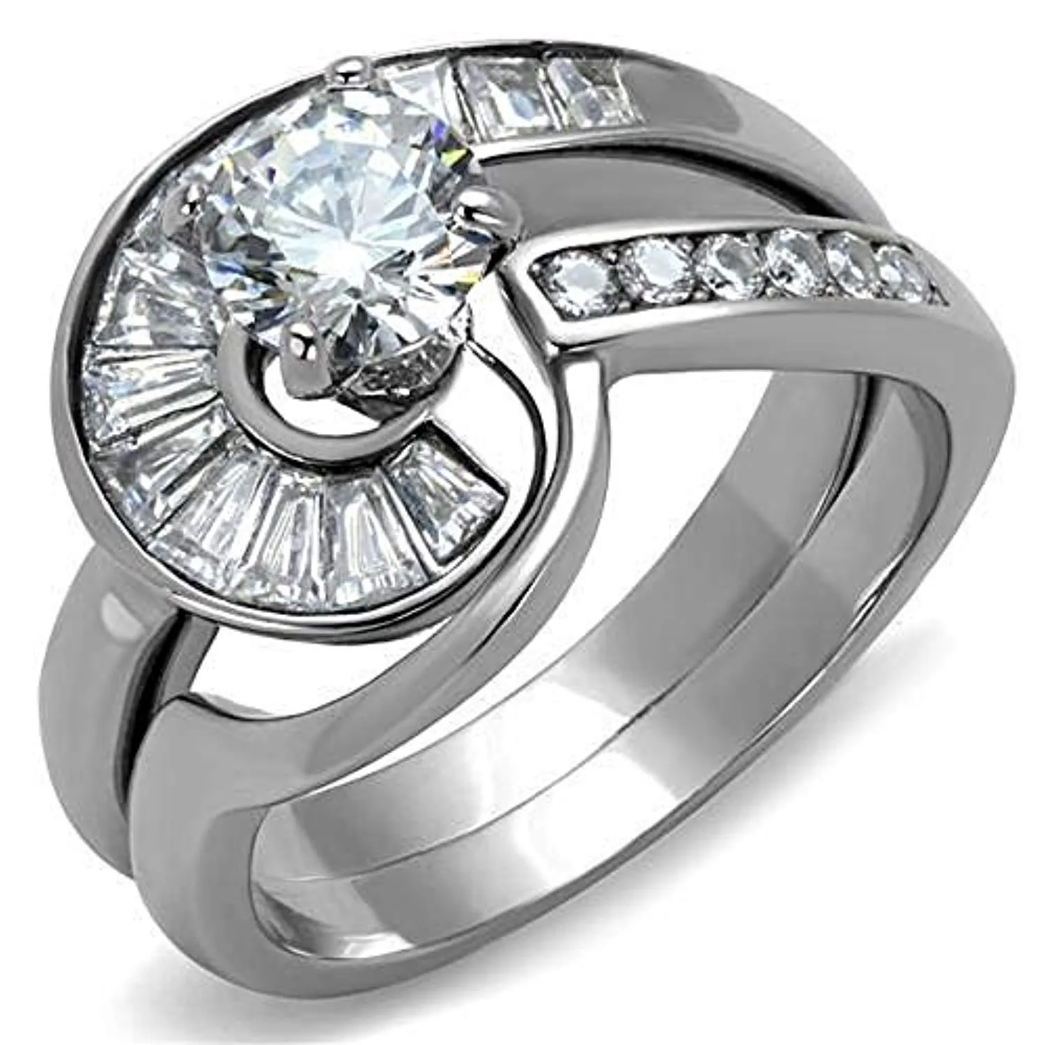 WildKlass Stainless Steel Ring No Plating Women AAA Grade CZ Clear