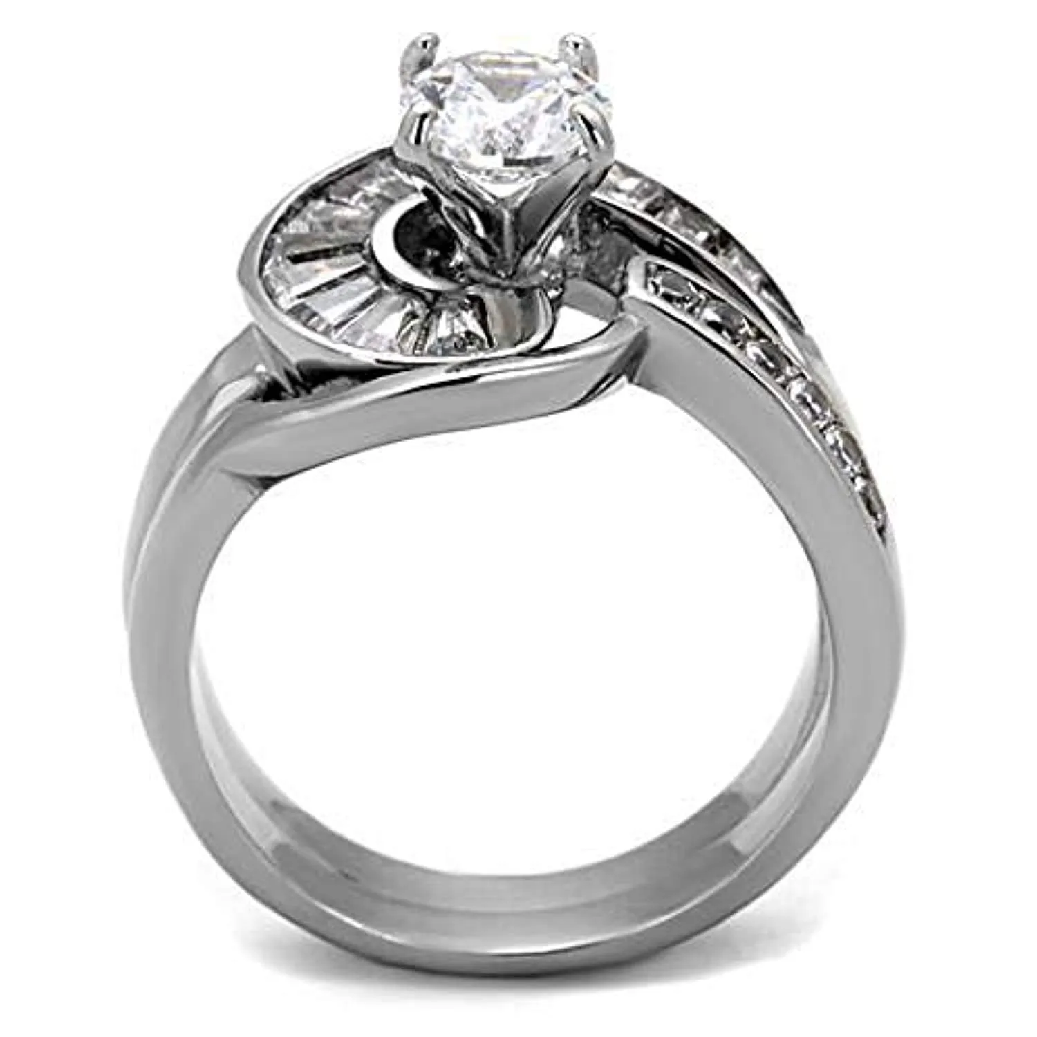 WildKlass Stainless Steel Ring No Plating Women AAA Grade CZ Clear