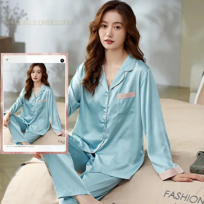 Women's Silk Long Sleeve Pyjamas Set