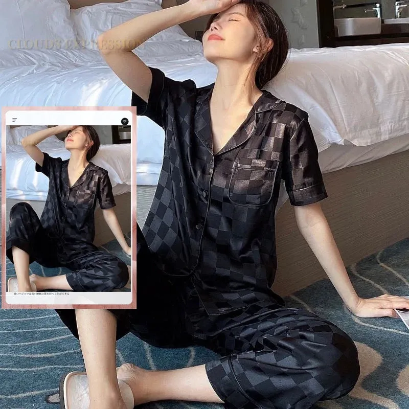 Women's Silk Long Sleeve Pyjamas Set