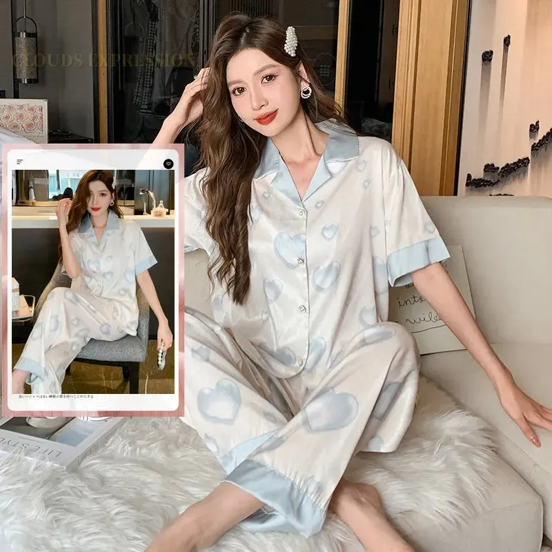 Women's Silk Long Sleeve Pyjamas Set