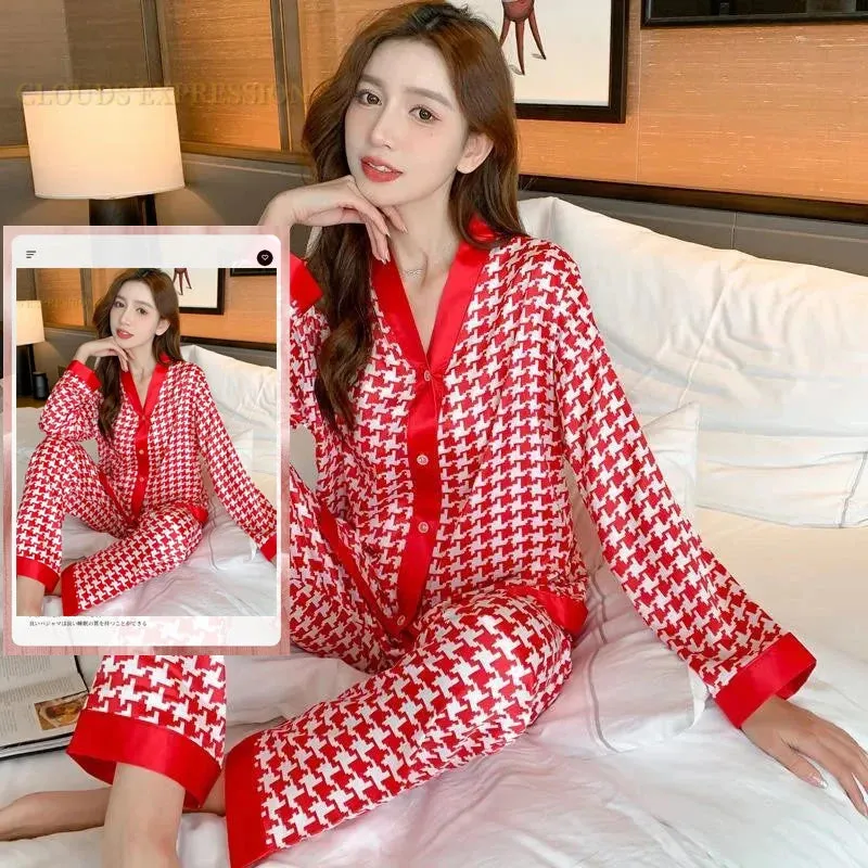 Women's Silk Long Sleeve Pyjamas Set