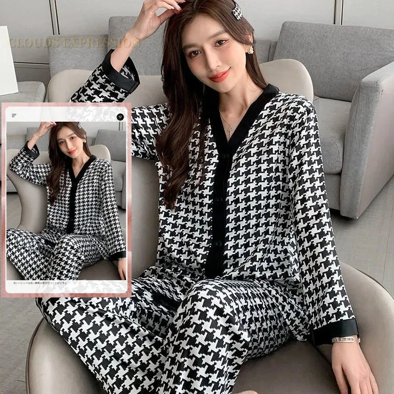 Women's Silk Long Sleeve Pyjamas Set