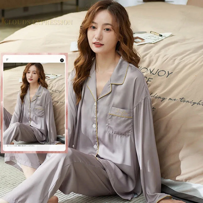 Women's Silk Long Sleeve Pyjamas Set