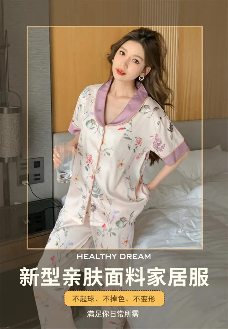 Women's Silk Long Sleeve Pyjamas Set