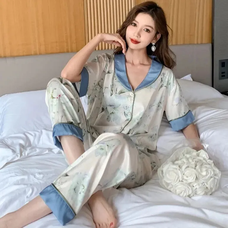 Women's Silk Long Sleeve Pyjamas Set